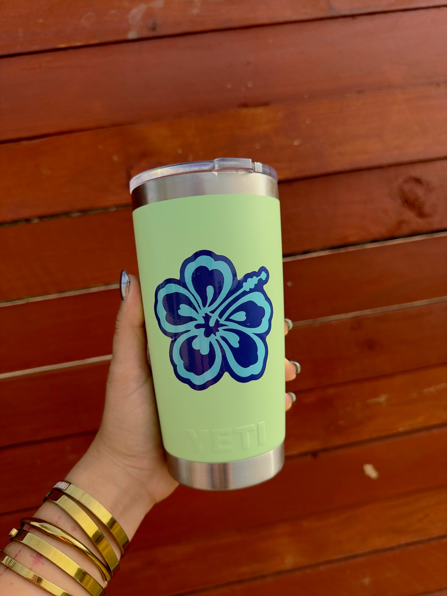 Blue hibiscus sticker